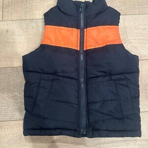 BABY GAP BOYS BLUE AND ORANGE PUFFER VEST 3T